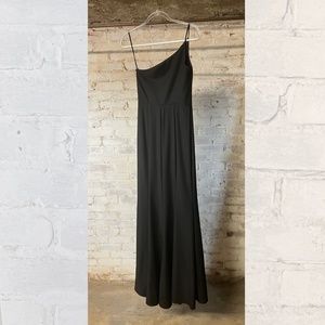 amsale sloan one shoulder crepe black formal gown [size 2]